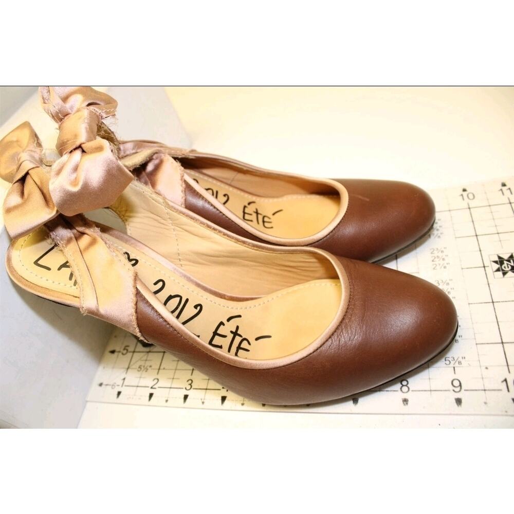 Lanvin Italy Made Womens 7.5 39.5 Brown Leather Slingbacks Stiletto Pumps Shoes - Picture 12 of 12